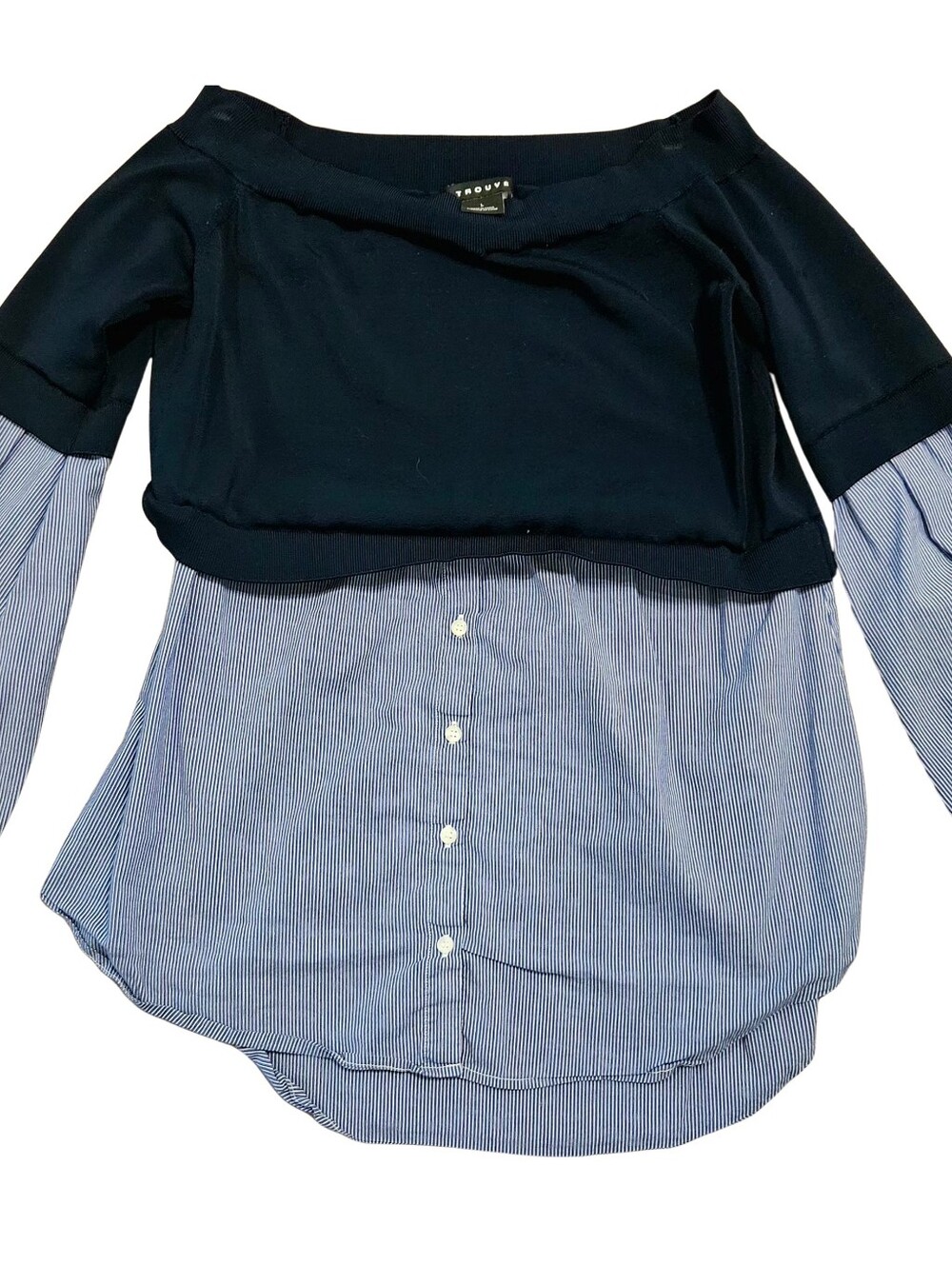 Two-in-One Navy & Light Blue Layered Shirt